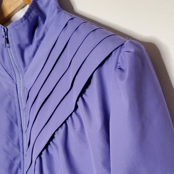 Periwinkle Purple Lightweight Vintage 80s Athletic Jacket with Angular Accents - Picture 2 of 15